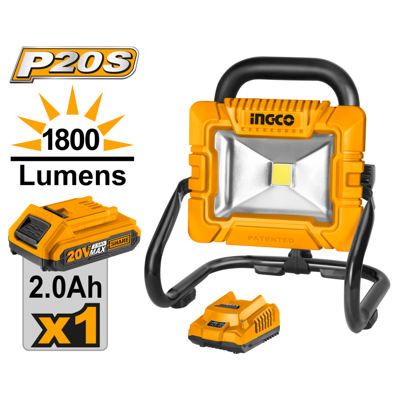 LAMPARA LED 20V - 20W C/BATERIA INGCO (CWLI20258)