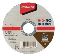 DISCO CORTE ACERO INOX. 4.1/2" MAKITA (D-72001)