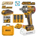 LLAVE IMPACTO 400 Nm 1/2 20V 2 BAT 4,0Ah INGCO (CIWLI2040)