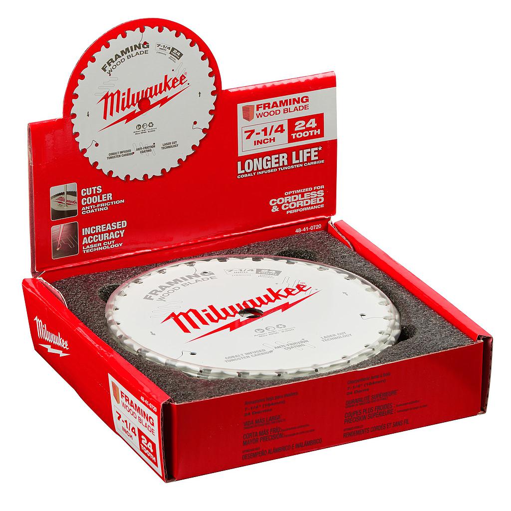 HOJA DE SIERRA CIRCULAR 7.1/4" 24T MILWAUKEE (48-41-0720) PROMOCION 13 OPEN